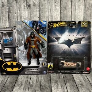 DC Batman Action Figure & Hot Wheels Dark Knight Batmobile - Brown, Gray, Black